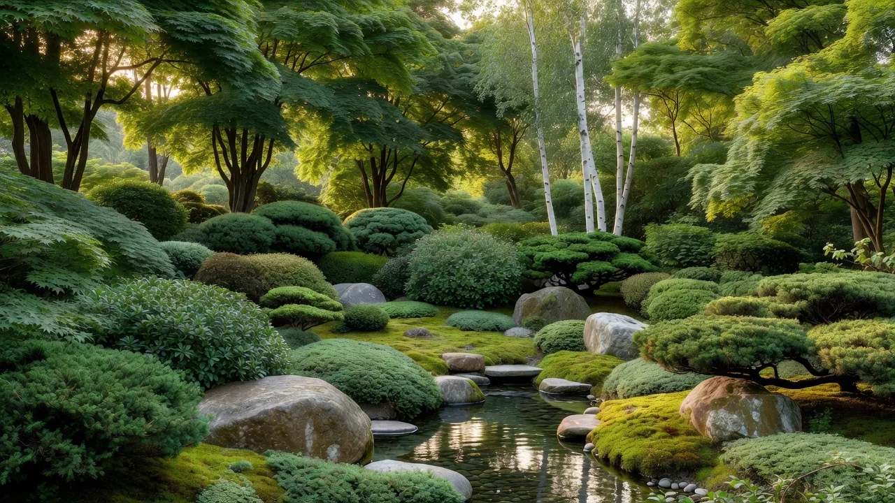 多層植栽の庭